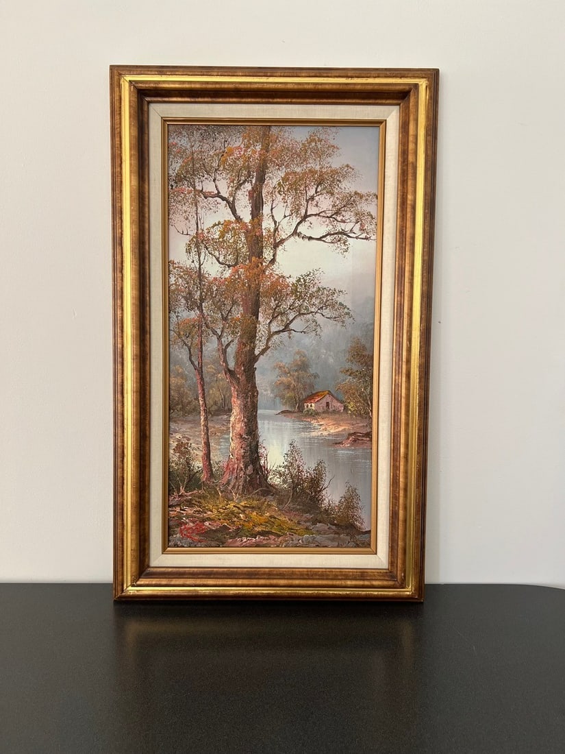 Oil on Canvas Painting attributed to Bob Ross, After.: Oil on Canvas Painting attributed to Bob Ross, After, Signed lower left.Sold after Ross. Measures Sight 12.00 X 24.00 Inches, Framed 18.00 X 30.00 Inches.