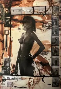 Peter Beard "Fayel Tall, Lake Rudolf, Kenya" Print: Peter Beard "Fayel Tall, Lake Rudolf, Kenya" Print, mounted, measures 14.6x10 inches.