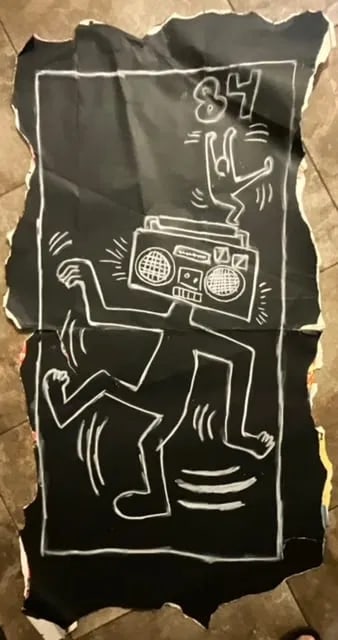 Keith Haring Subway Chalk Drawing, Attributed. (1 of 5)
