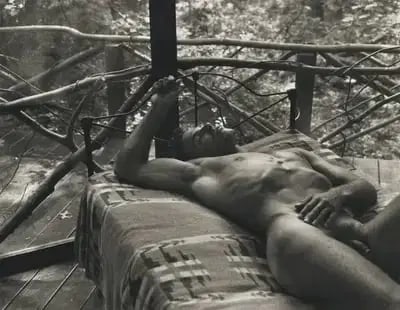 Bruce Weber - Bruce in my House in the Woods, Photo Print: Bruce Weber - Bruce in my House in the Woods, 1983 Photo Print, Measures 7" x 9" Mounted.