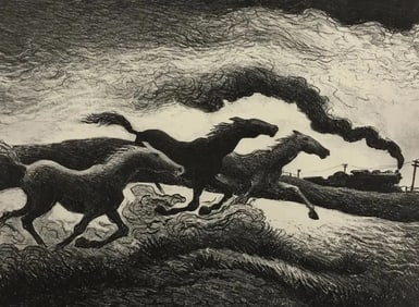 Thomas Hart Benton - Running Horses