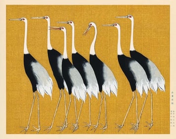"Japanese Red Crown Crane by Ogata Korin" Poster