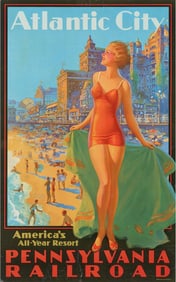 Atlantic City, Pennsylvaania Railroads Travel Poster