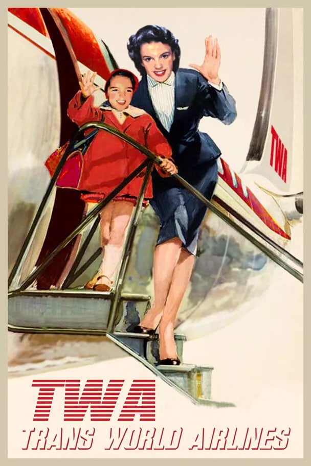 TWA Airlines Judy Garland Liza Mnnelli Retro Plane Travel Poster (1 of 1)