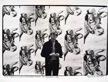 FRED MCDARRAH - Andy Warhol with his Cow Wallpaper, (Castelli Gallery Photo print)