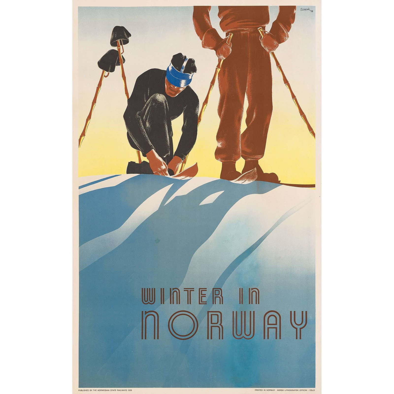 Schenk Winter in Norway: Schenk Winter in Norway, Measures 39.00 X 24.50 inches, linen backed