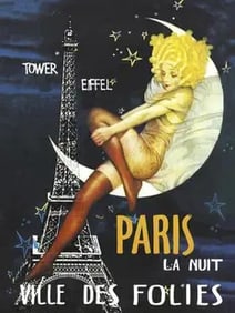 Paris Moon Travel Poster