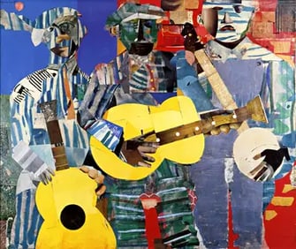 Romare Bearden "Three Folk Musicians, 1967" Print.