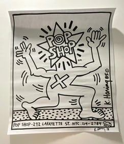 Keith Haring, signed pop Shop poster