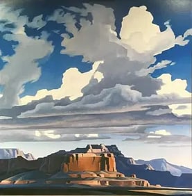 Ed Mell "Sweeping Clouds, 1989" Art Block Print.