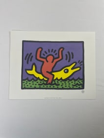Keith Haring "Man Riding Dolphin" Offset Lithograph
