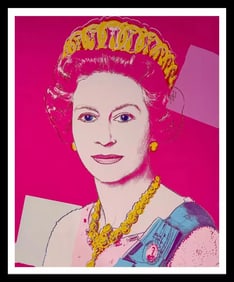 ANDY WARHOL- "QUEEN ELIZABETH"- Pink Diamond dust