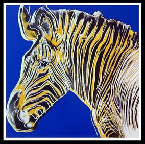ANDY WARHOL- "ZEBRA"- TRIAL Screenprint-Diamond Dust- RARE ROYAL BLUE TRIAL