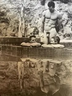 Tom Bianchi "Male, Pool, Nude" Print: Tom Bianchi "Male, Pool, Nude" Print, Measures 11x8 inches, mounted, unknown print date