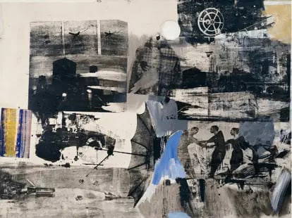 Robert Rauschenberg "Scanning, 1963" Offset Lithograph.: Robert Rauschenberg "Scanning, 1963" Offset Lithograph, Measures 40 x 30 inches.