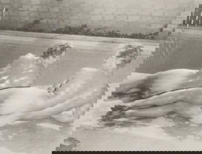 Bob Mizer - Untitled, Poolside, 1950s: Bob Mizer - Untitled, Poolside, 1950s, measures 7" x 9 1/4", photo print mounted.