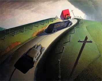 Grant Wood "Death on the Ridge Road, 1935" Print.