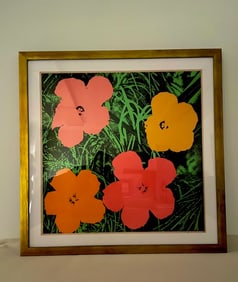 Andy Warhol Pencil Signed Flowers Offset Lithograph, after.