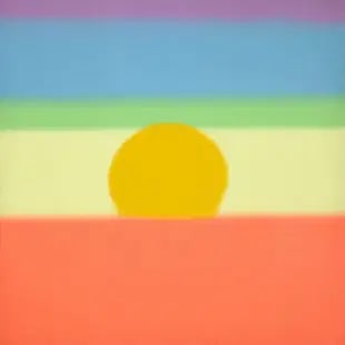 Andy Warhol "Sunset, 1972" Print.: Andy Warhol "Sunset, 1972" Print, Measures 44.00 x 44.00 inches, Linen Backed.
