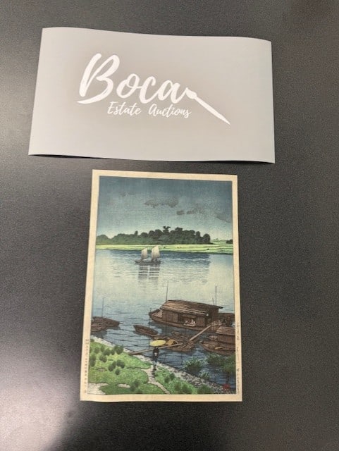 Kawase Hasui (1883-1957)  Early Summer Rain, Arakawa (Samidare, Arakawa)  Showa period, 20th century (1 of 4)