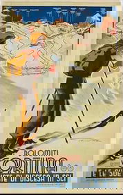 Dolomiti Cortina Italian Ski Poster