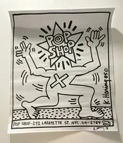 Keith Haring, signed pop Shop poster