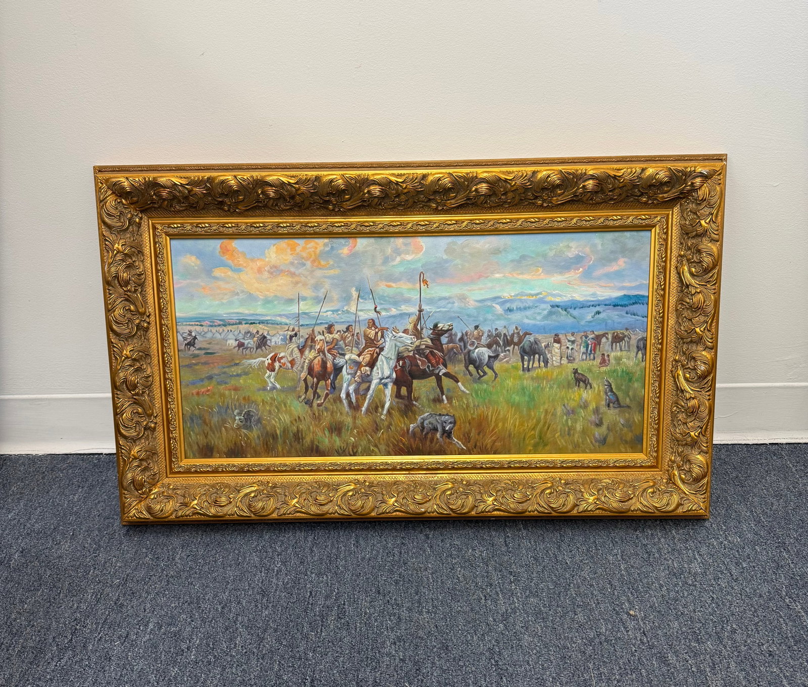 Charles Marion Russell "Lewis and Clark Meeting Indians at Ross' Hole, 1912" Oil Painting, Sold (1 of 4)