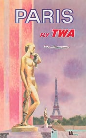 Fly TWA PAris Travel Poster