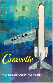 UNITED AIRLINES - CARAVELLE - THE QUIETEST JET IN THE WORLD Poster