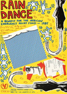 Keith haring 'Rain Dance' Poster: Keith haring 'Rain Dance' Poster measuring at 31x22 inches