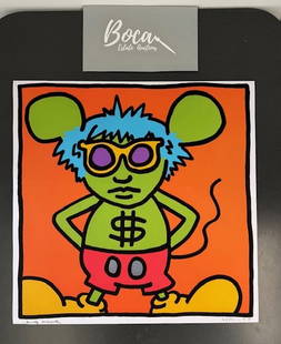 Keith Haring (1958-1990) Andy Mouse: Keith Haring (1958-1990) Andy Mouse, Measures 38.00 X 38.00 inches,