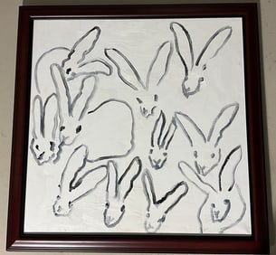 Hunt Slonem Bunnies Oil on Canvas