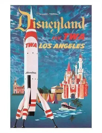 David Klein Disneyland "FLY TWA, LOS ANGELES, 1950's" Poster (1 of 1)