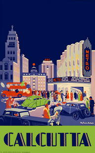 "Calcutta, India" Poster: "Calcutta, India" Poster - Linen backing, Measures 24.00 X 36.00 Inches, Unknown printing date