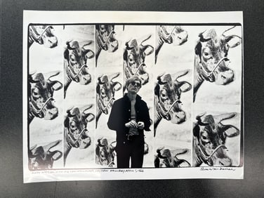 FRED MCDARRAH Andy Warhol with his Cow Wallpaper, Castelli Gallery Photo print