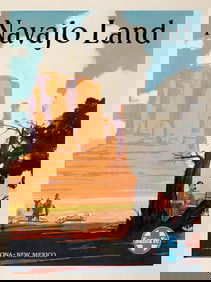 Santa Fe Railway 1950's Poster for Navajo Land by Willard Elms