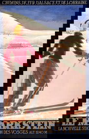 Rare Le Markstein Vosges Ski Poster Art Deco