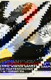 Germany 1936 Olympics by Ludwig Hohlwein Skiing Poster