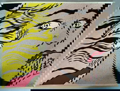 Roy Lichtenstein Crying Girl Print: Roy Lichtenstein Crying Girl Print on archival quality paper. measures 24.00 X 18.00 inches. Ssigned in plate. Unknown print date and edition.