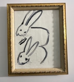 Hunt Slonem Bunnies Oil on Canvas