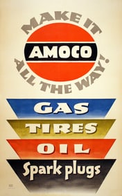 1950's Lucian Bernhard Poster for Amoco - Make It Amoco All The Way