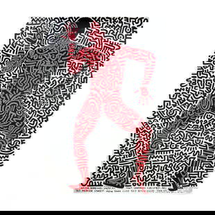 Keith Haring Original Tony Shafrazi Poster: Into '84 marker signed: Keith Haring Original Tony Shafrazi poster: Into '84 Fine Art Poster on beautiful thick quality paper 1983, Size: 35 X 23 inches, Open Edition Print and is signed inmarker. Poster was printed fo rhte