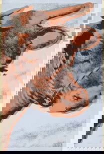 Andy Warhol (1928-1987 American) ''Cow 11A'' "1971": Andy Warhol (1928-1987 American) ''Cow 11A'' "1971" print on Wallpaper 45''x30'' Sheet. Blue and pink color print from his June 13th, 1971 exhibition at the Whitney Museum. Unsigned edition with full