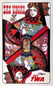David Klein Fly TWA Las Vegas Cards Poster