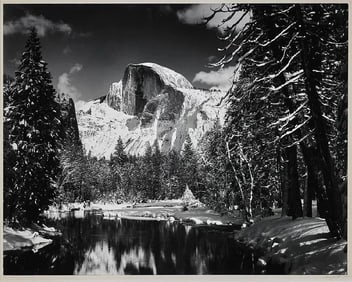 PHOTOGRAPH BY ANSEL ADAMS: Half Dome, Merced River.