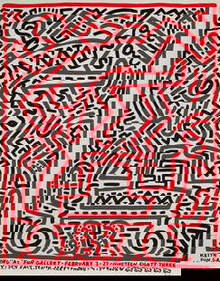 Keith Haring Fun Gallery 1983 Poster: Fun Gallery 1983 Poster by Keith Haring Meausures 24x32 inches,