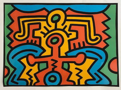 Keith Haring - Untitled, Offset Lithograph: Keith Haring - Untitled, Offset Lithograph measures 23 1/4" x 29"