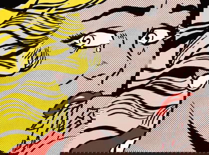 Roy Lichtenstein - "Crying Girl" Print: Roy Lichtenstein - "Crying Girl" Print, Measures 18 7/8 x 25 1/4 inches, unknown pritning date.