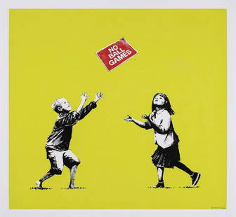 Banksy "No Ball Games" offset lithograph on wove paper pencil signed: Banksy "No Ball Games" offset lithograph on wove paper pencil signed , measures approx 27.50 X 20.00 inches, signed and numbered lower right