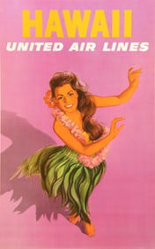United Air Lines Hawaii Poster